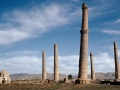 In 1996 the five Menar e Herat in west of Afghanistan. 
On the left, the Mausoleum of the queen Gawhar-Shad, dead in 1457 and of the poet Giami, dead in 1492.